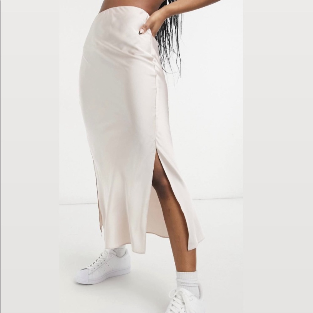 ASOS bias cut satin skirt with slits